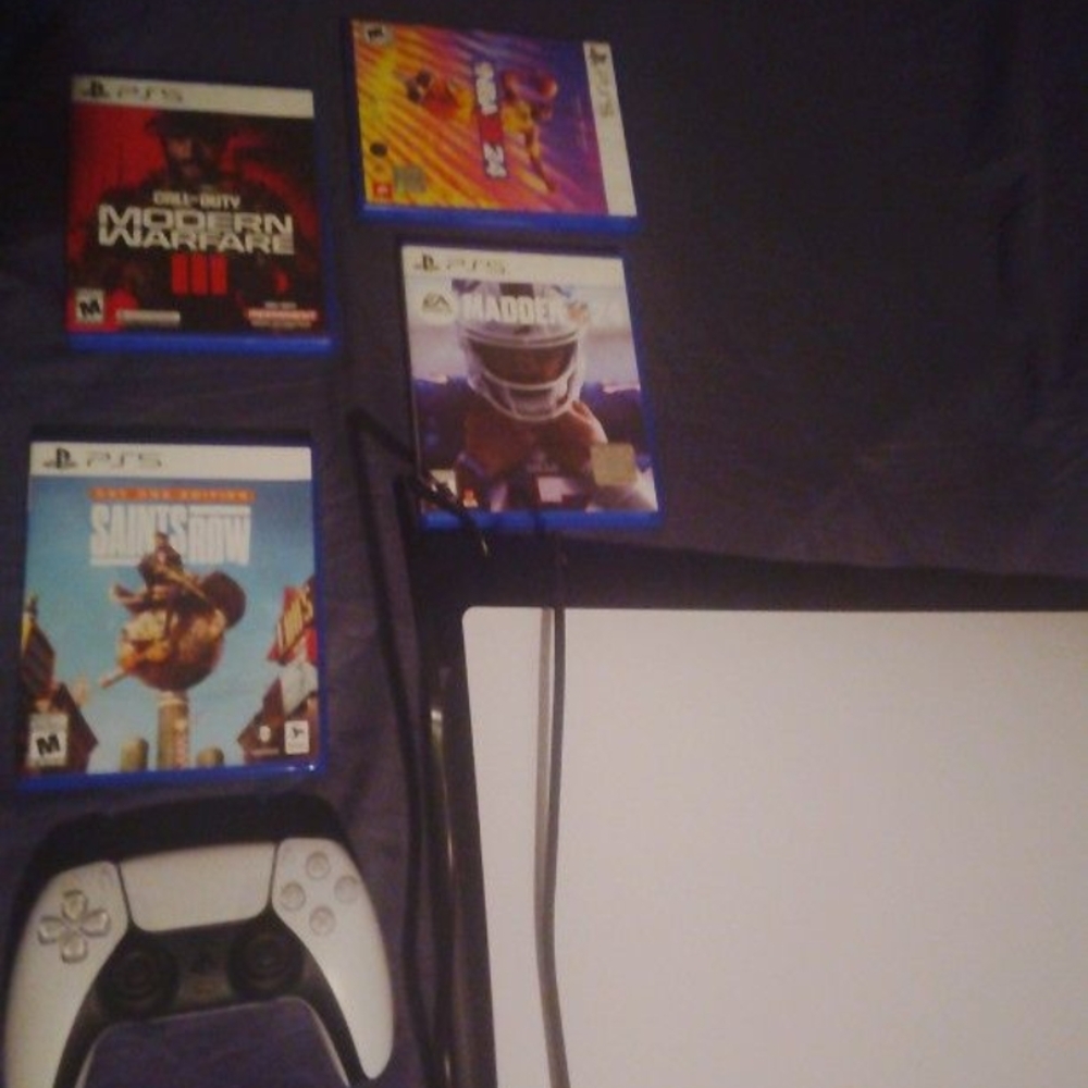Sony PlayStation 5 with White Controller and Game Bundle